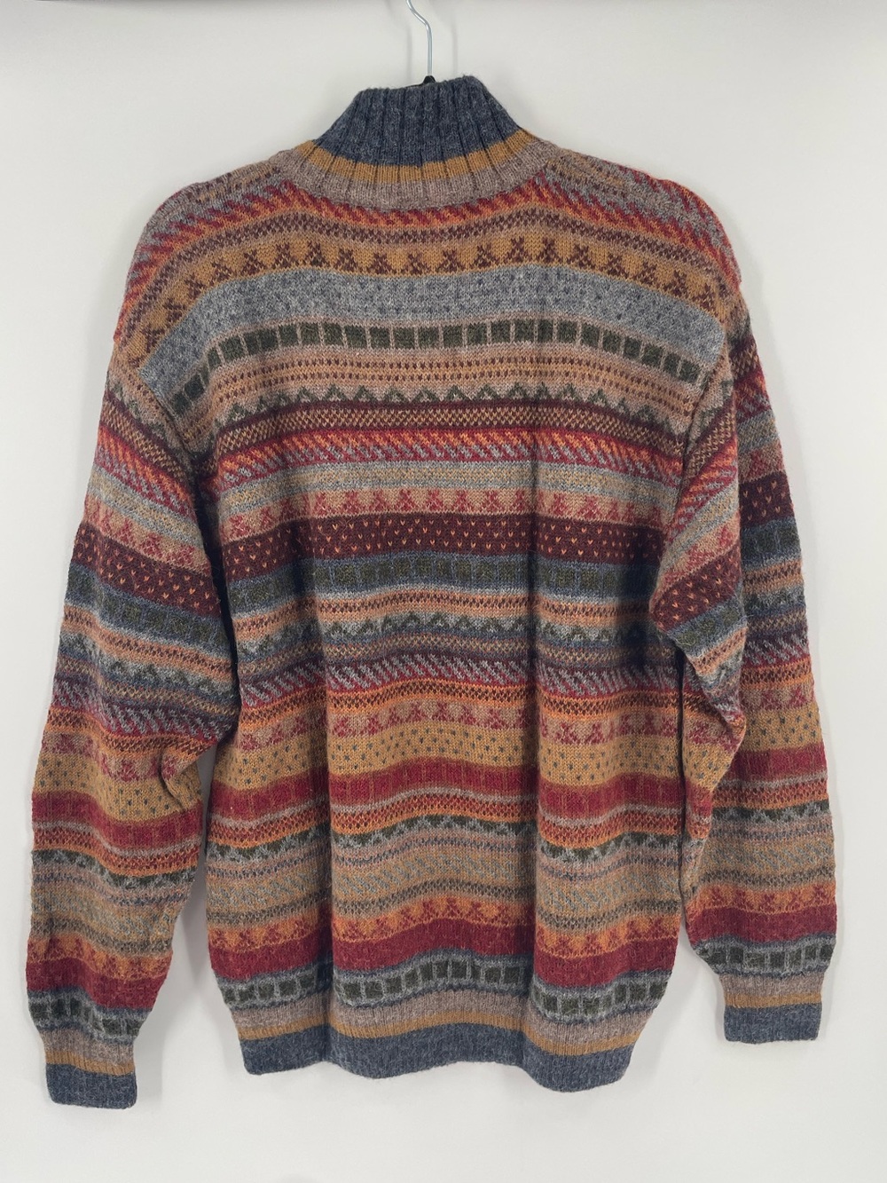 VTG Waliki 100% Alpaca Wool Quarter Zip Sweater XL Boho Geometric Grandpa Core - Picture 8 of 13